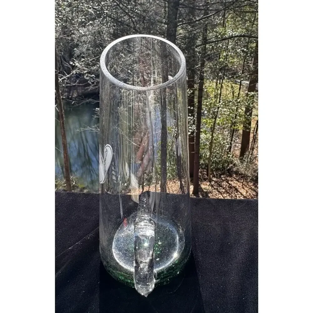 Yagermeister Glass Slanted Water Pitcher Green Weighted Base Etched Stag A1